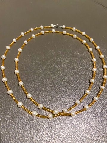 Gold Pearl Wire Waist Bead - Adorned in April