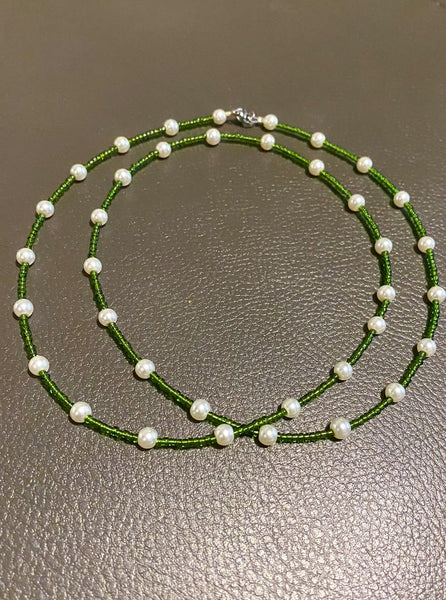 Green Pearl Wire Waist Bead + Anklet Bundle - Adorned in April