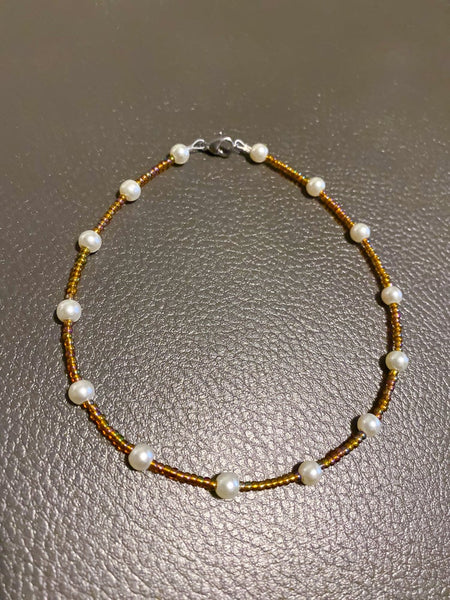 Iridescent Pearl Anklet - Adorned in April