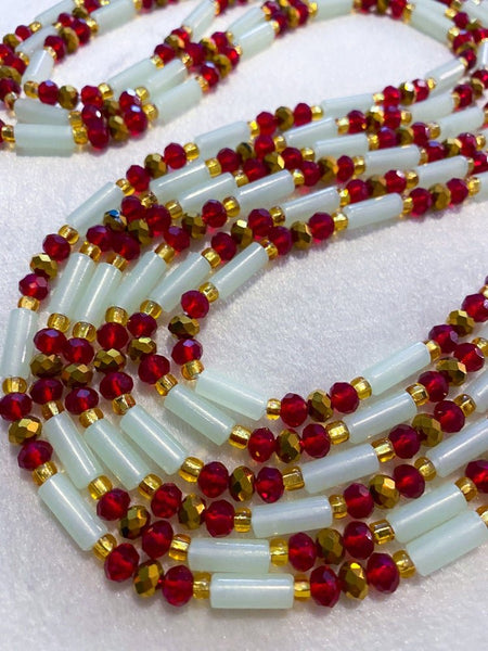 RUBY GLOW Traditional Waist Bead - Adorned in April