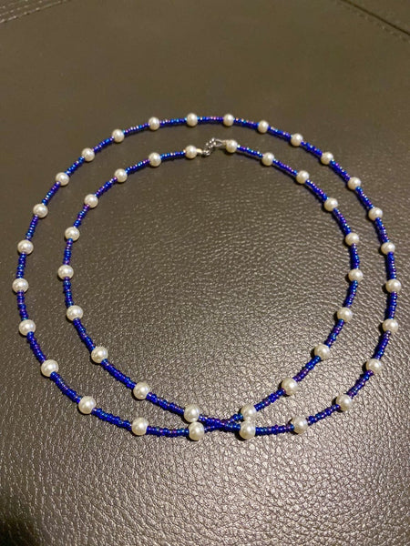 Blue Pearl Wire Waist Bead + Anklet Bundle - Adorned in April