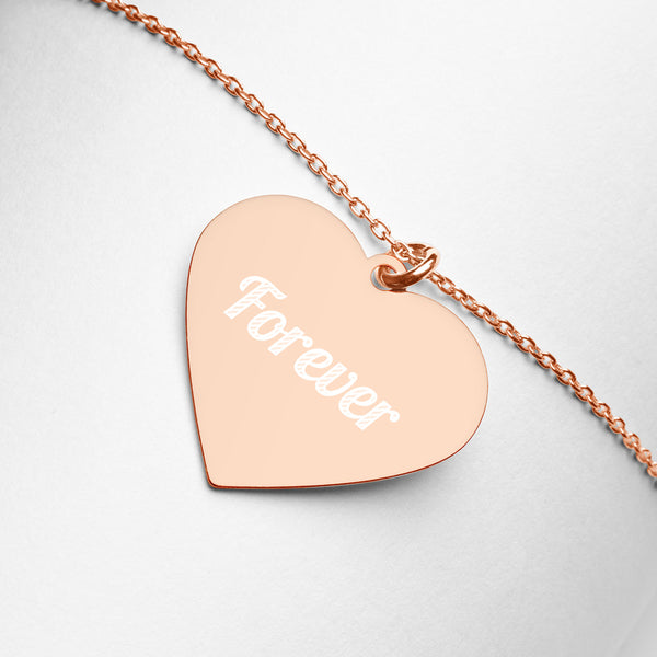 FOREVER Engraved Heart Necklace - Adorned in April