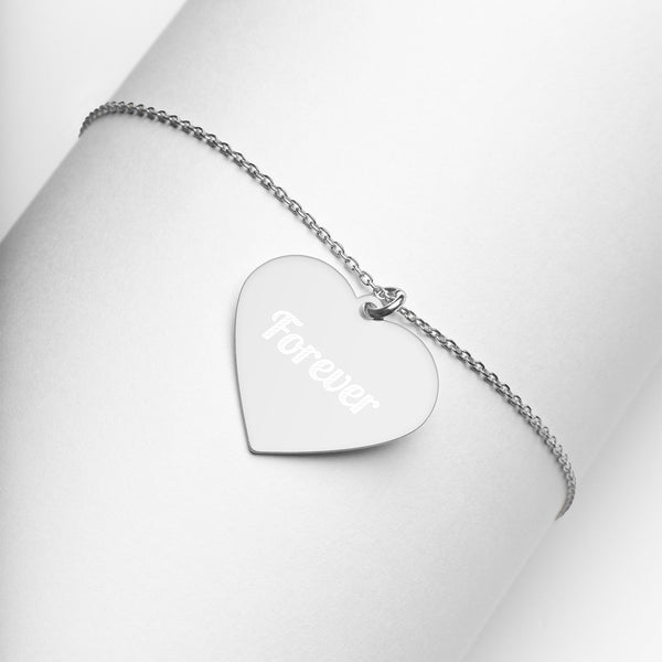 FOREVER Engraved Heart Necklace - Adorned in April