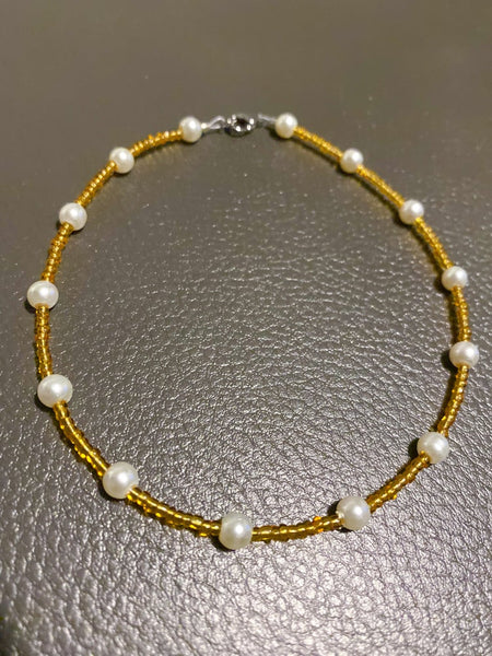 Gold Pearl Anklet - Adorned in April