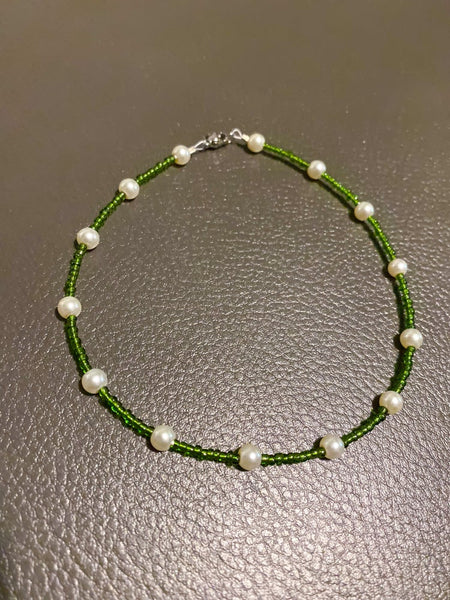 Green Pearl Wire Waist Bead + Anklet Bundle - Adorned in April