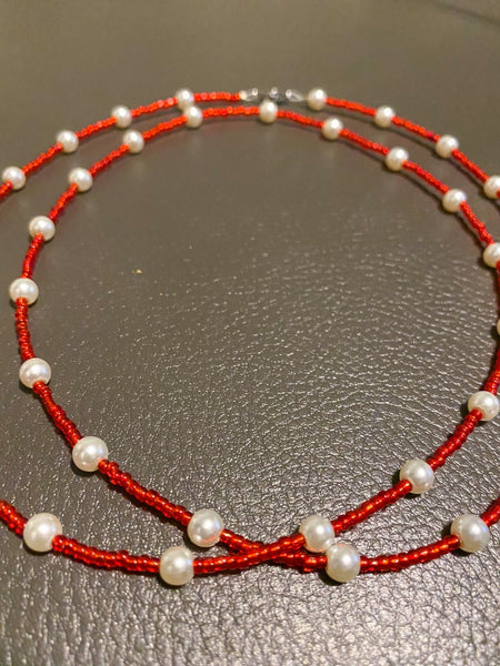 Red Pearl Wire Waist Bead - Adorned in April